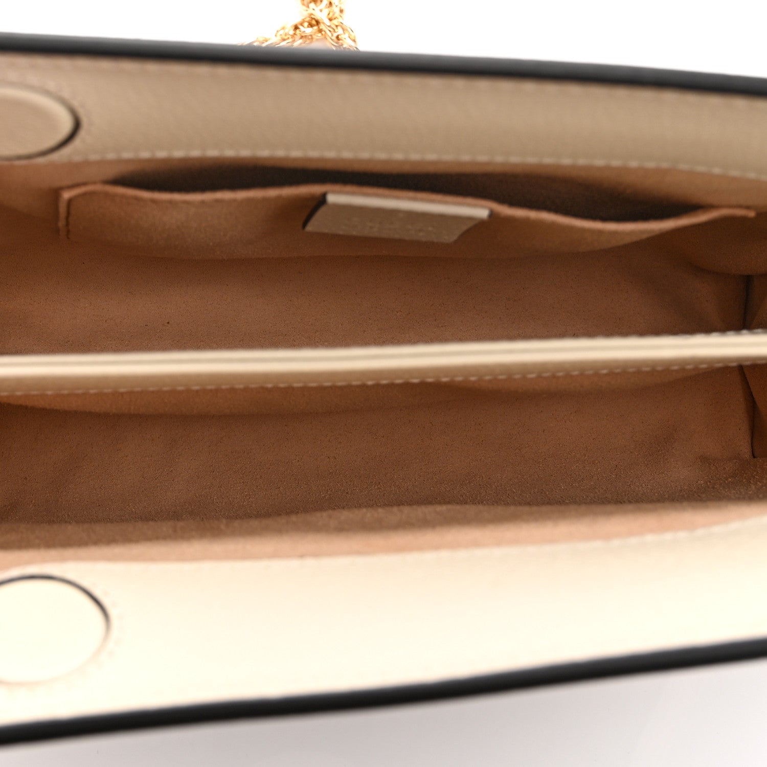 GG Supreme Monogram Textured Calfskin Web Small Ophidia Chain Shoulder Bag Beige Ebony Mystic White