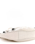 Extra Supple Calfskin Crocodile Embossed Le Cagole Mini Purse With Chain White