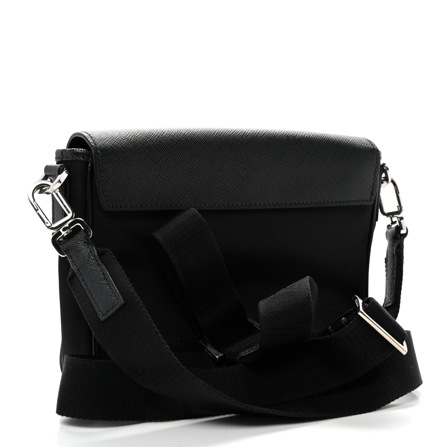 Re-Nylon Saffiano Triangle Shoulder Bag Black