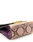 Snakeskin Small Padlock Shoulder Bag Green Pink Purple