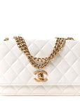 Lambskin Quilted Pillow Crush Wallet On Chain WOC White