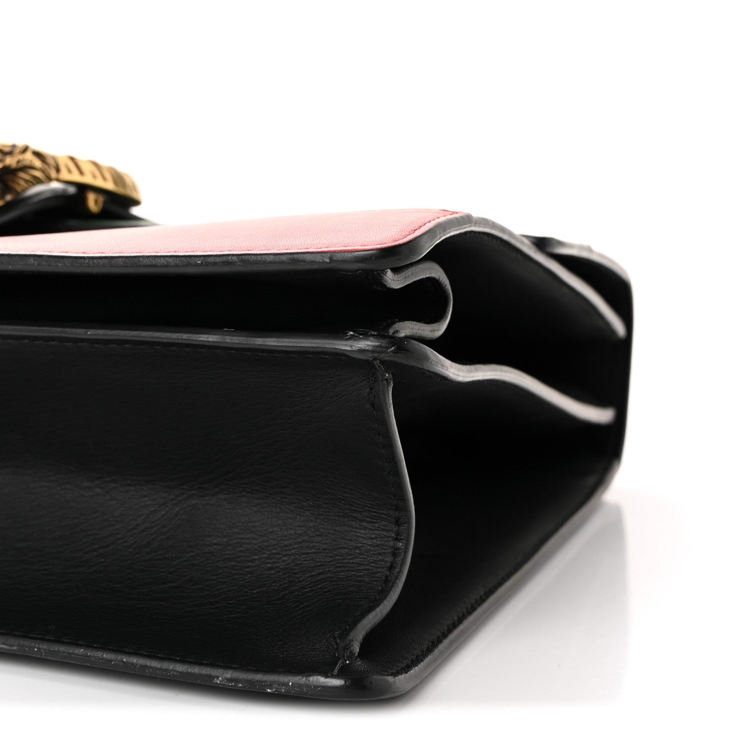 Moon Calfskin Web Large Dionysus Bamboo Top Handle Bag Black Bright Evergreen Hibiscus Red