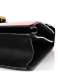 Moon Calfskin Web Large Dionysus Bamboo Top Handle Bag Black Bright Evergreen Hibiscus Red