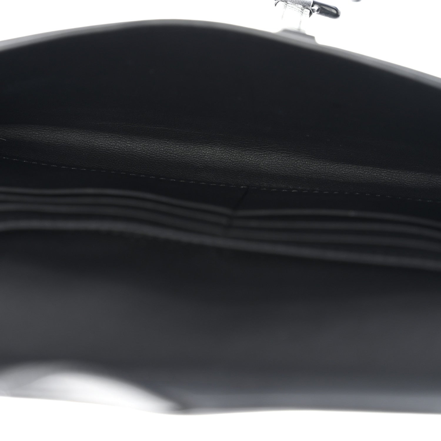 Ultra Matte Calfskin Saddle Chain Wallet Pouch Black