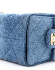 Washed Denim Quilted Mini CHNL 25 Handbag Blue