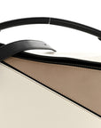 Calfskin Small Puzzle Bag Sand Soft White Black