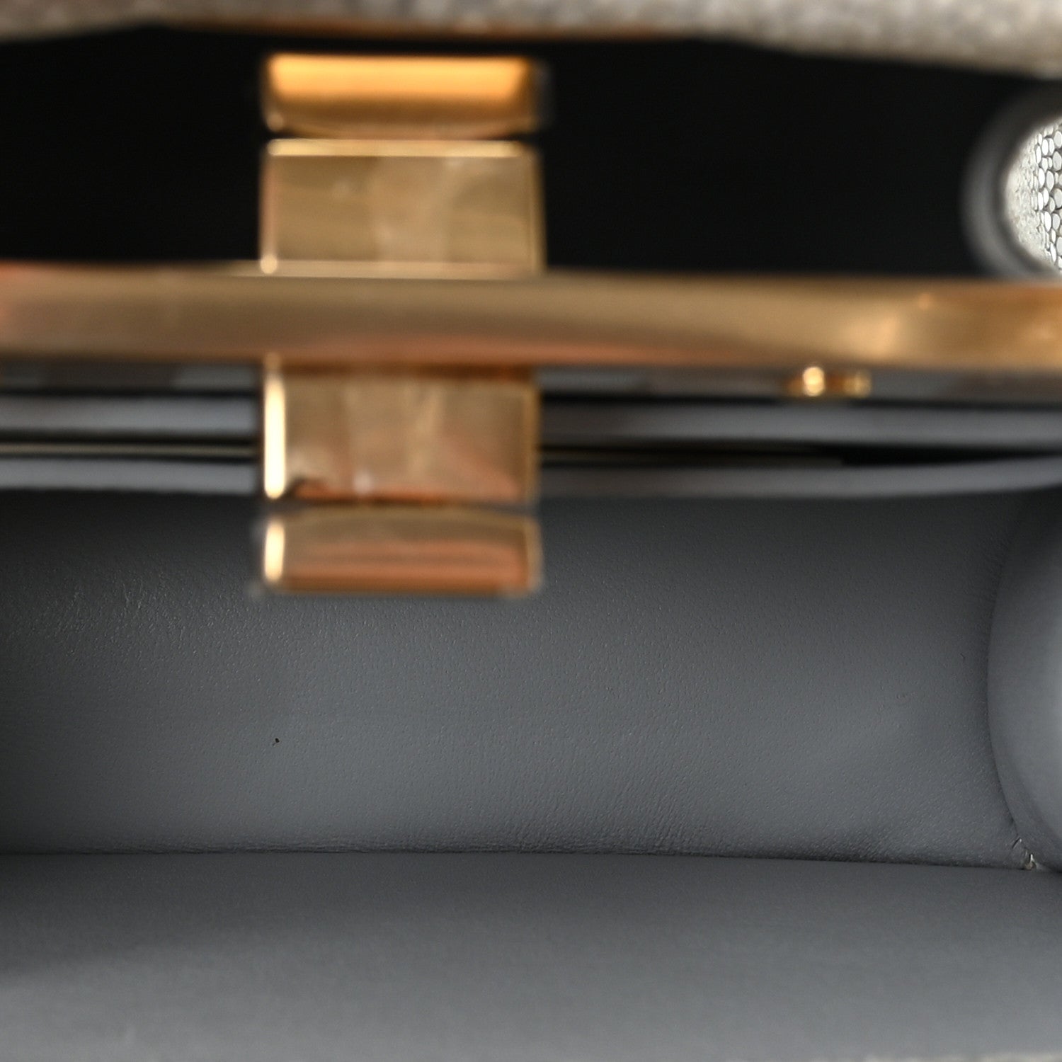 Stingray Shiny Nappa Petite Peekaboo I SEE U Satchel Pearl Grey