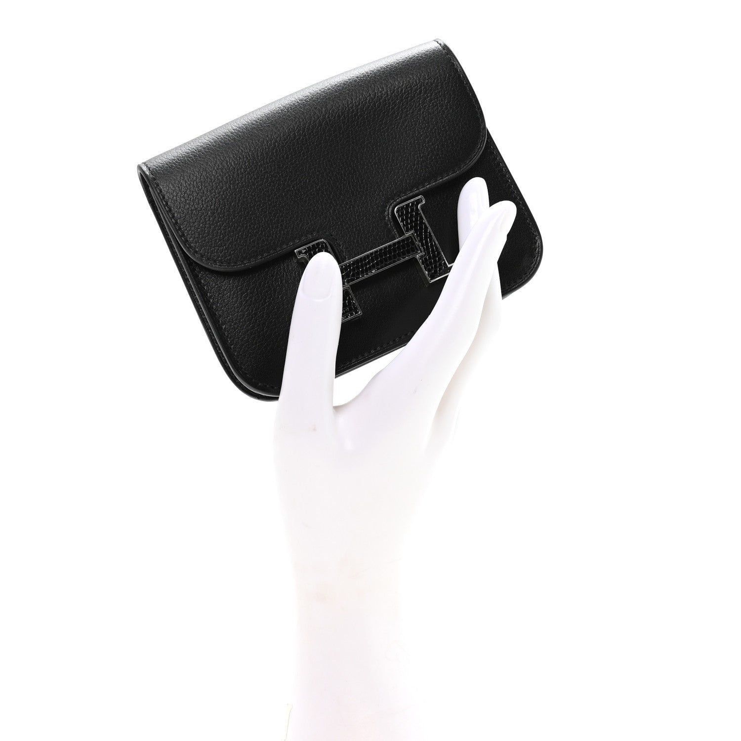 Evergrain Lizard Constance Slim Wallet Black
