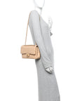 Caviar Quilted Medium Double Flap Beige