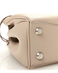 Natural Smooth Calfskin Small Rodeo Top Handle Handbag Almond