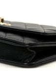 Lambskin Quilted Trendy CC Wallet On Chain WOC Black
