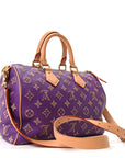 Calfskin Embroidered Monogram Speedy P9 Bandouliere 30 Golden Lotus Purple