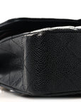 Caviar Quilted Medium Double Flap Black
