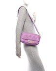 Nappa FF 1974 Embossed Baguette Agapanto