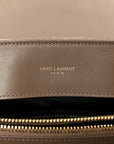 Suede Y Quilted Monogram Medium Loulou Chain Satchel Taupe