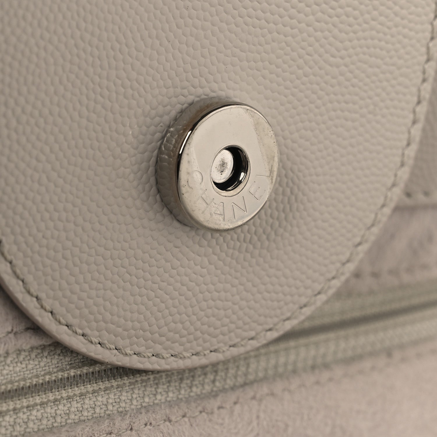 Caviar Medium Studded Deauville Tote Ivory