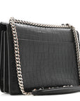 Calfskin Crocodile Embossed Medium Monogram Sunset Black