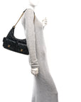 Shiny Lambskin Quilted Trendy Pockets Hobo Black
