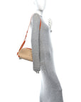 Raffia Calfskin Small Loop Top Handle Natural Burned Orange