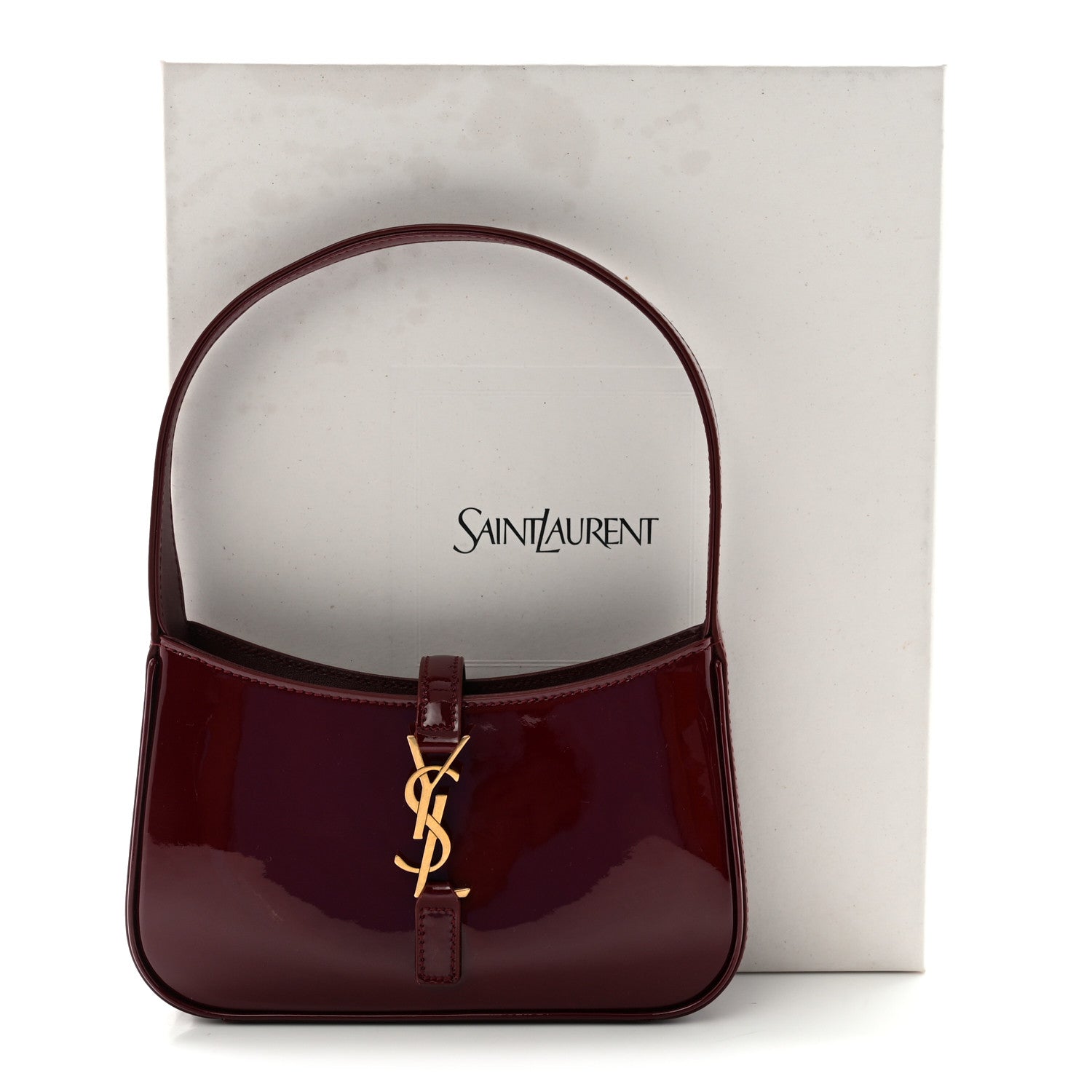 Patent Calfskin Le 5 A 7 Mini Hobo Red Grenat