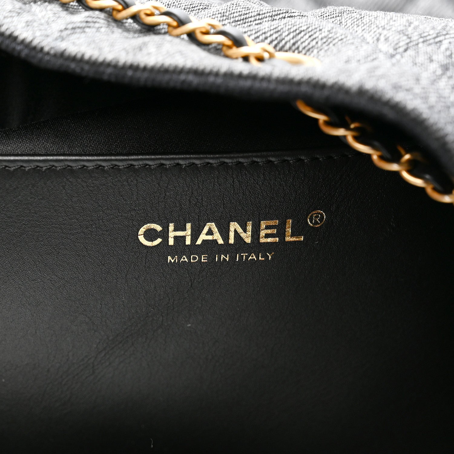 Washed Denim Quilted Large CHNL 25 Handbag Black