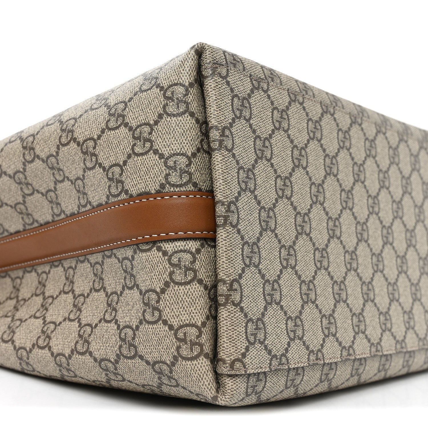 GG Supreme Monogram Medium Emblem Bucket Bag Beige Brown