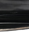 Grain De Poudre Matelasse Chevron Monogram Envelope Chain Wallet Black