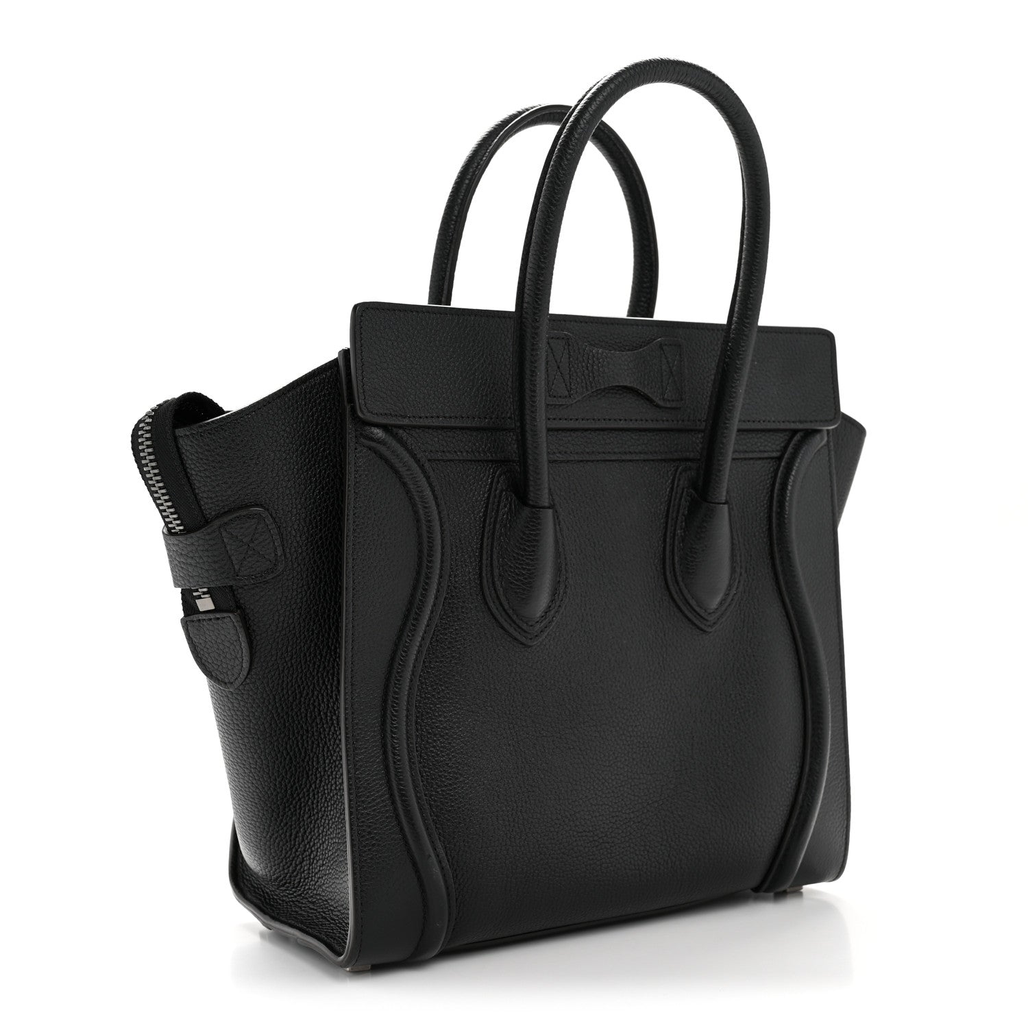 Drummed Calfskin Micro Luggage Black