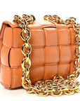Lambskin Maxi Intreccio Padded Chain Cassette Crossbody Bag Clay