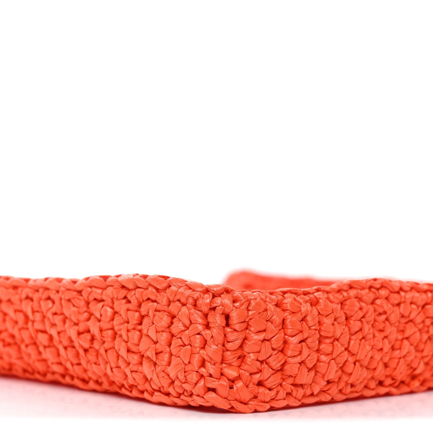 Yarn Raffia Effect Crochet Logo Embroidered Tote Bag Arancio