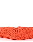 Yarn Raffia Effect Crochet Logo Embroidered Tote Bag Arancio