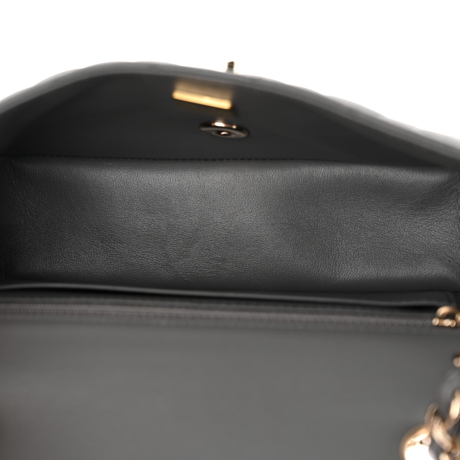 Lambskin Quilted Mini Rectangular Flap Dark Grey