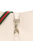 Ancora Calfskin Web Small Jackie Shoulder Bag Light Grey