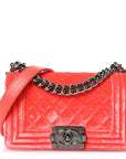 Velvet Quilted Small Boy Flap Coral