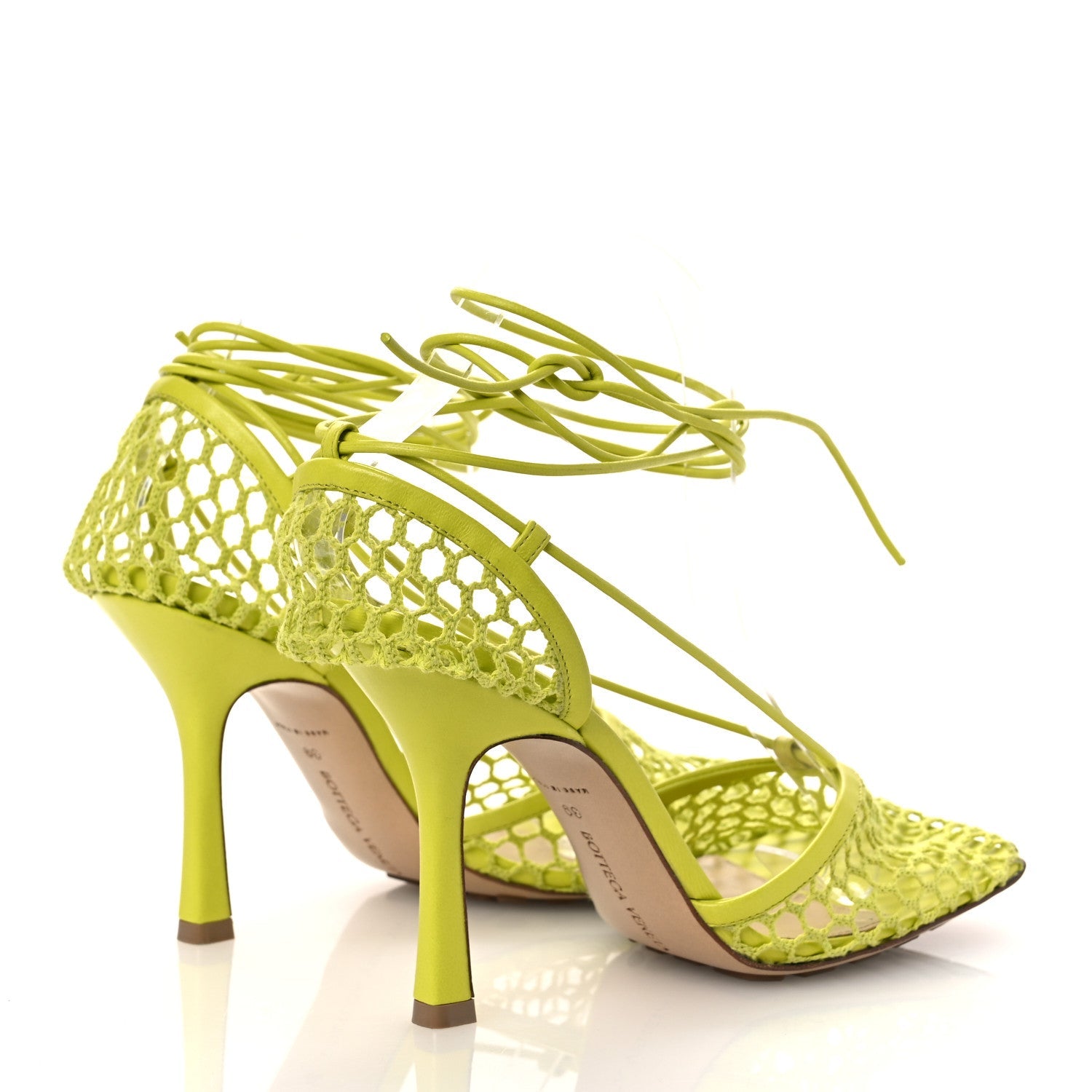 Mesh Nappa Stretch Ankle Tie Sandals 39 Kiwi