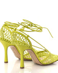 Mesh Nappa Stretch Ankle Tie Sandals 39 Kiwi