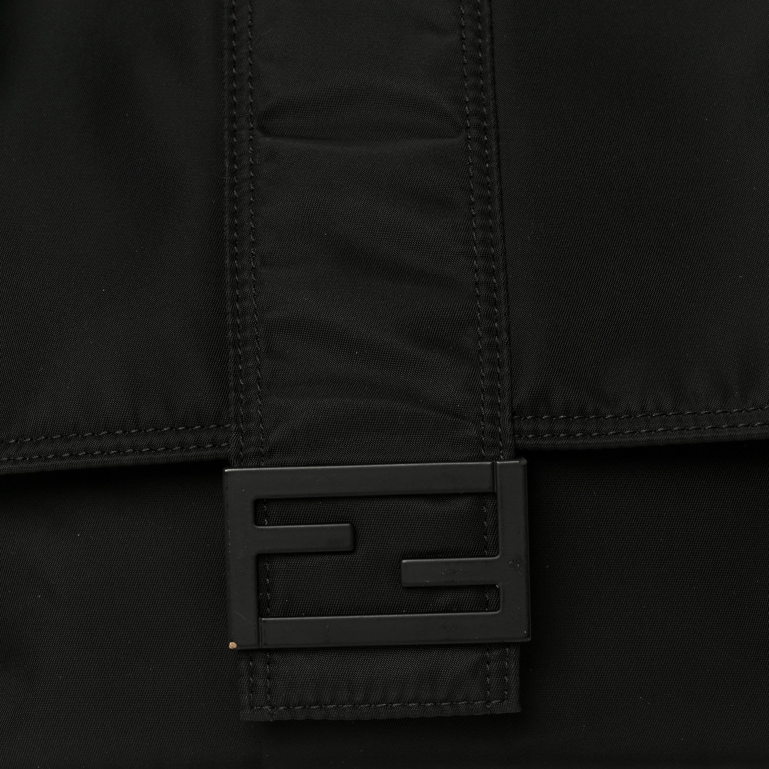 Econyl Nylon Cuoio Romano Monochrome Medium Baguette Messenger Bag Black