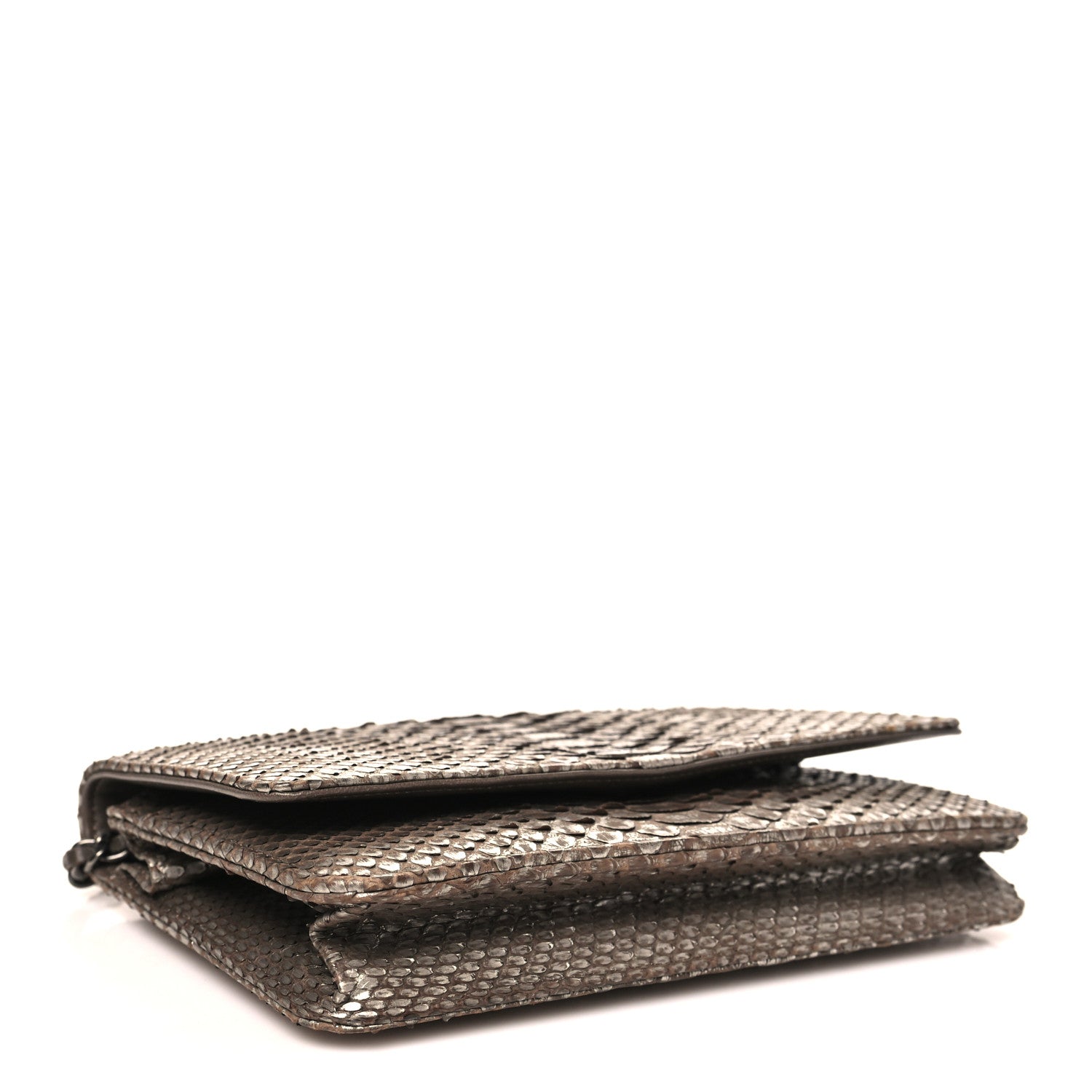 Snakeskin Wallet On Chain WOC Brown Silver