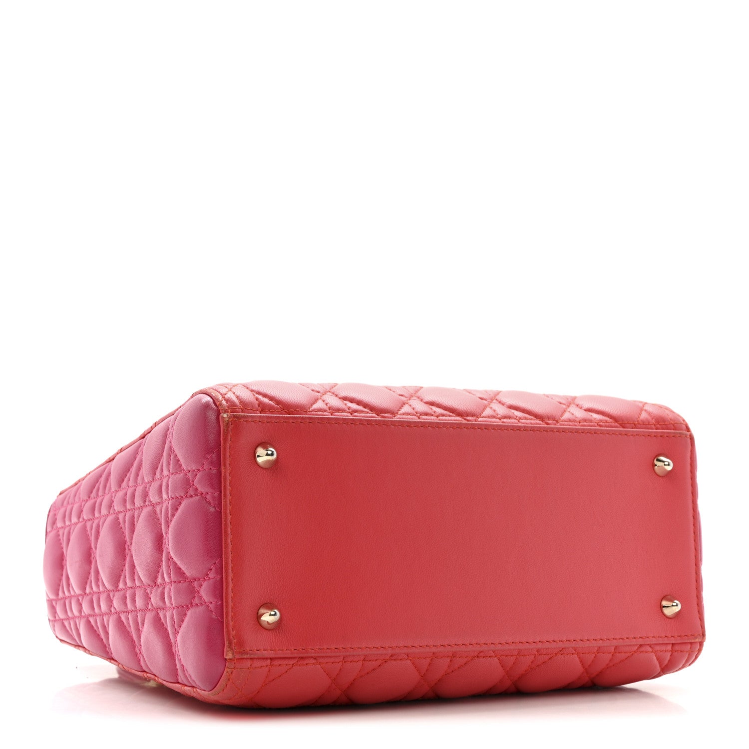 Lambskin Cannage Medium Bi-Color Lady D1OR Orange Fuchsia