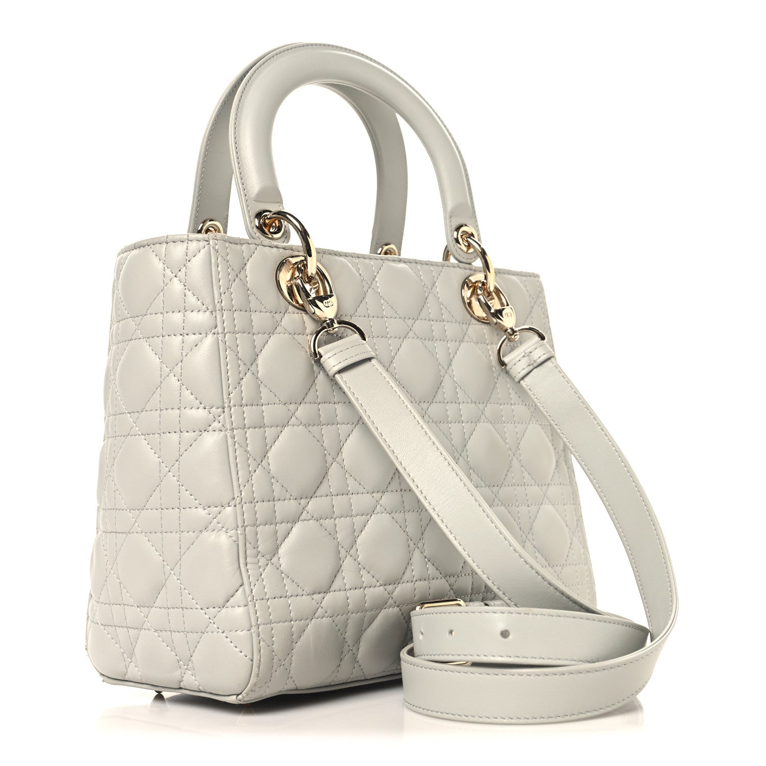 Lambskin Cannage Medium Lady D1OR Grey