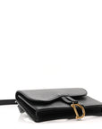 Grained Calfskin Saddle Belt Bag Black