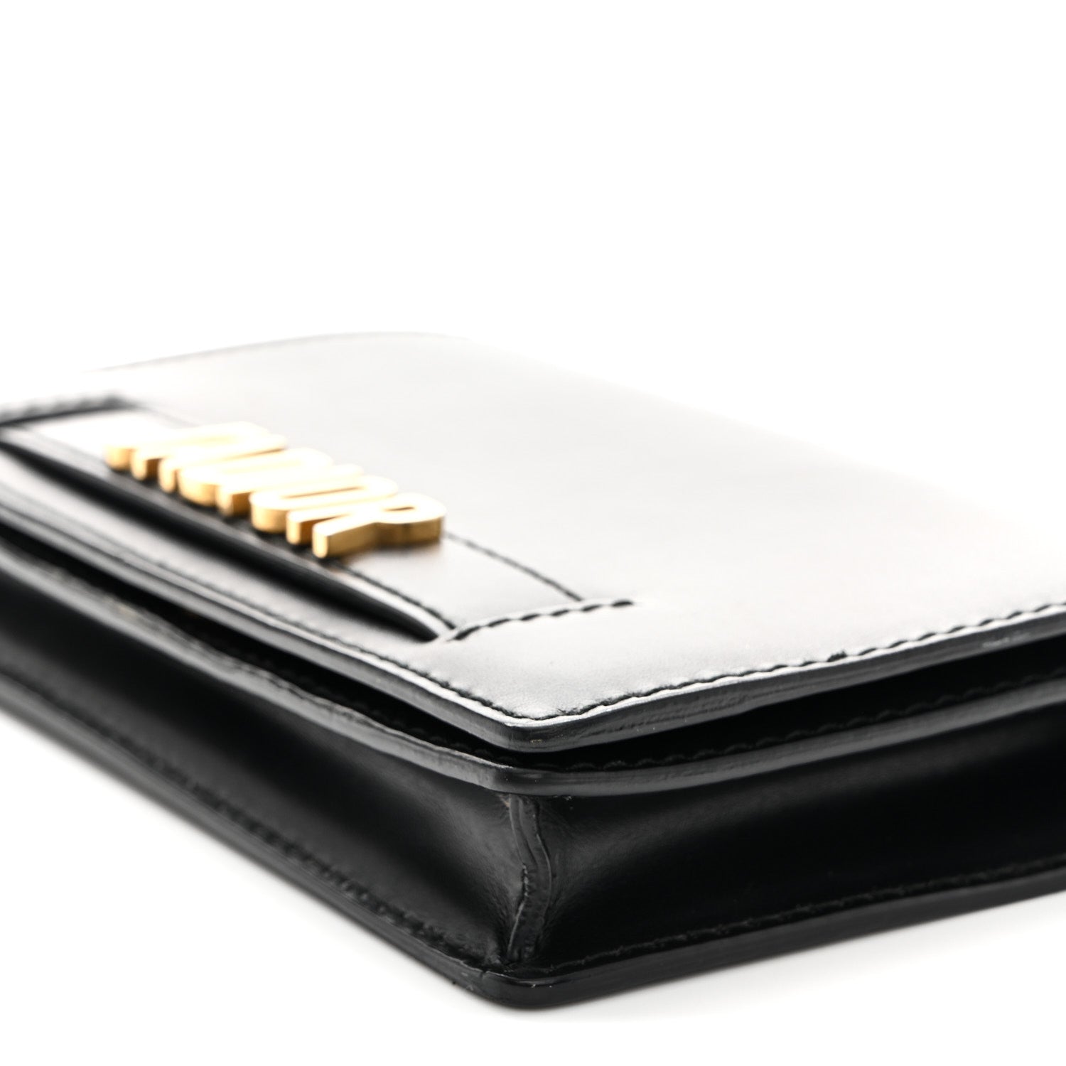 Calfskin J'AD1OR Wallet on Chain Pouch Black