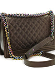Iridescent Goatskin Quilted New Medium Boy Flap Bronze