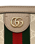 GG Supreme Monogram Textured Dollar Calfskin Web Medium Ophidia Shopping Tote Beige Mystic White Oatmeal