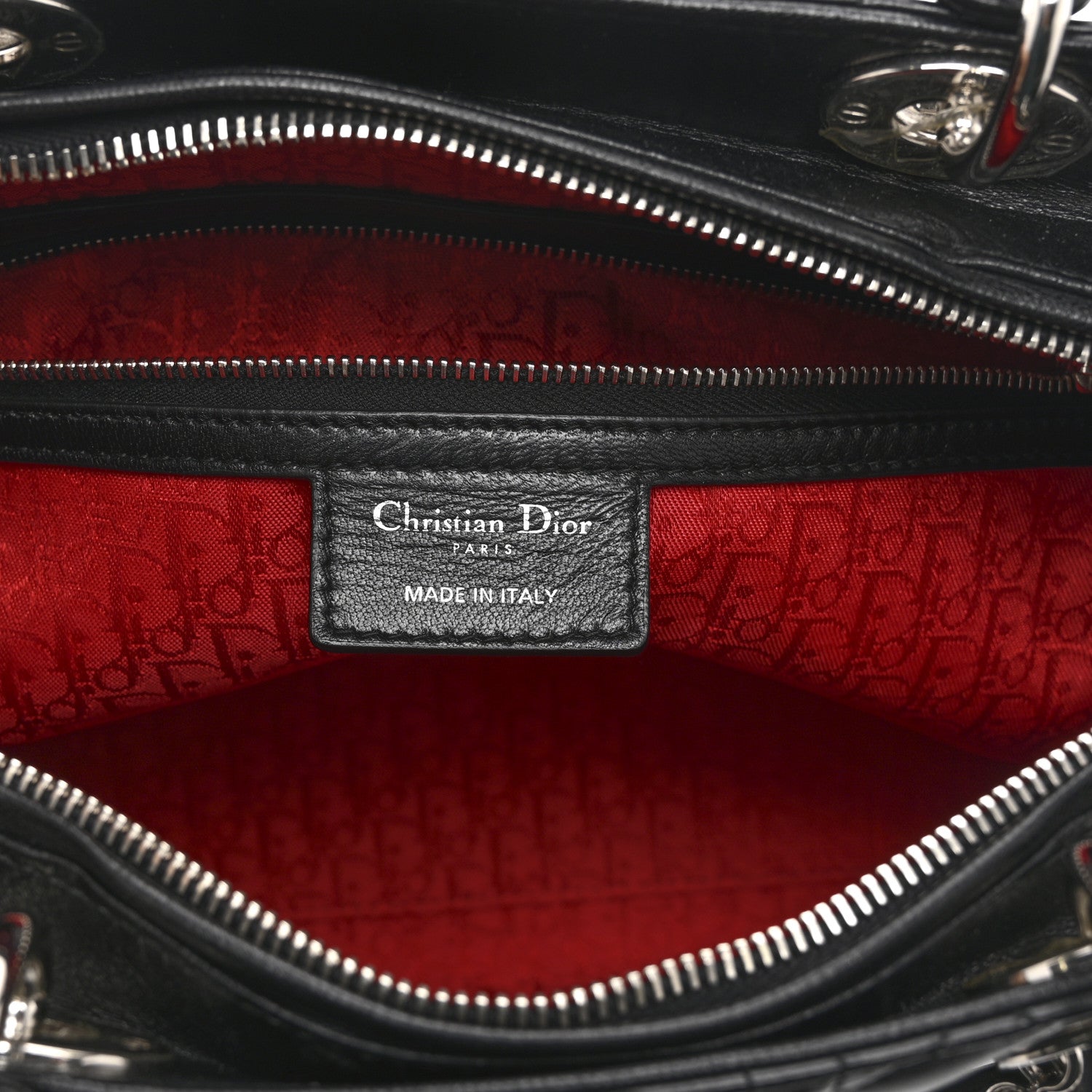 Lambskin Cannage Large Lady D1OR Black