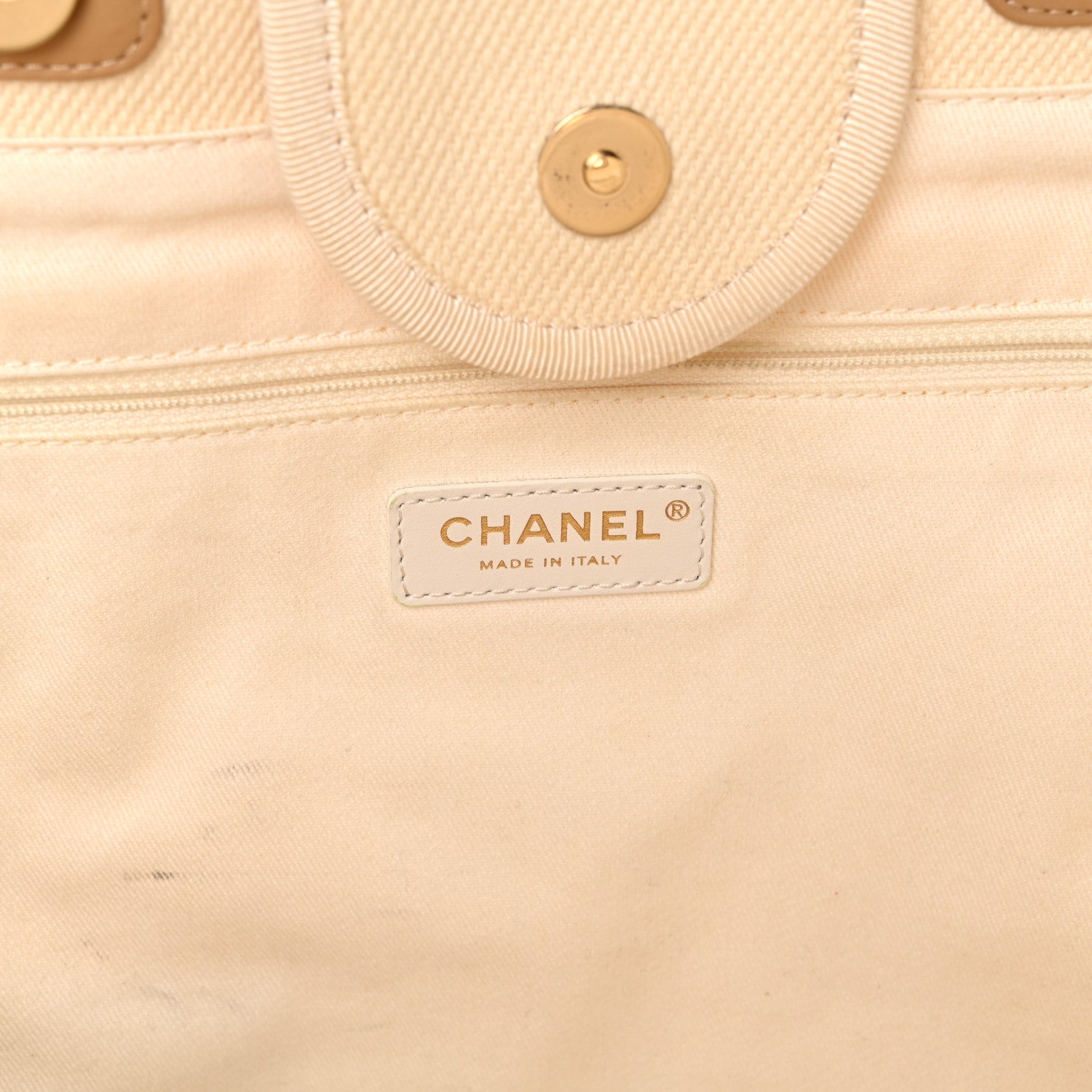 Canvas Pearl Medium Deauville Tote Ecru Beige