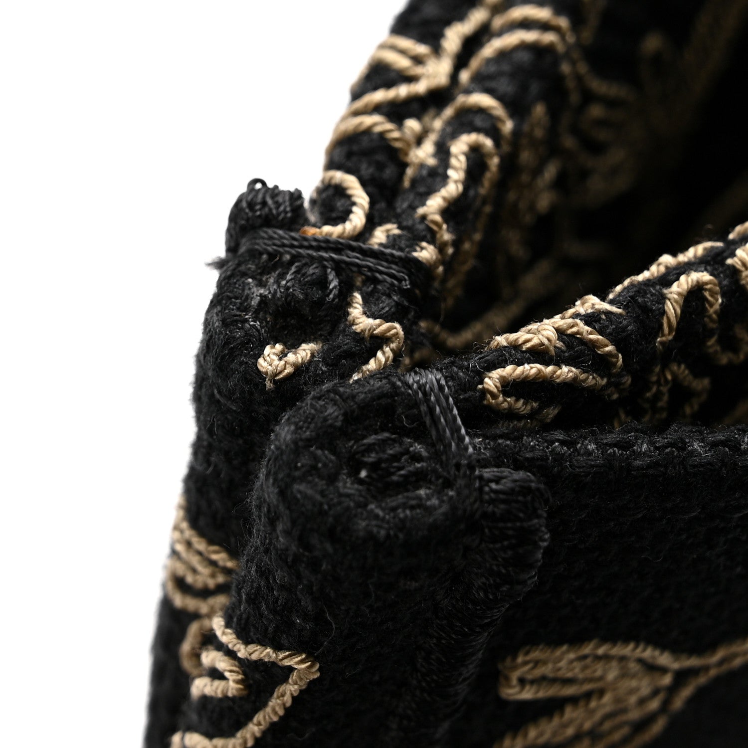 Canvas Embroidered Large Ornamental Cornely Book Tote Black Beige