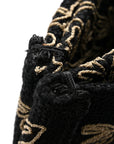 Canvas Embroidered Large Ornamental Cornely Book Tote Black Beige
