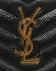 Grain De Poudre Matelasse Chevron Monogram Envelope Chain Wallet Black