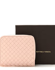 Nappa Intrecciato Small Bi-Fold Zip Wallet Pink